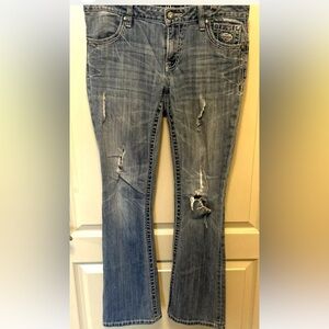 Harley  Davidson Women’s Size 8 Distressed Embroidered Jeans